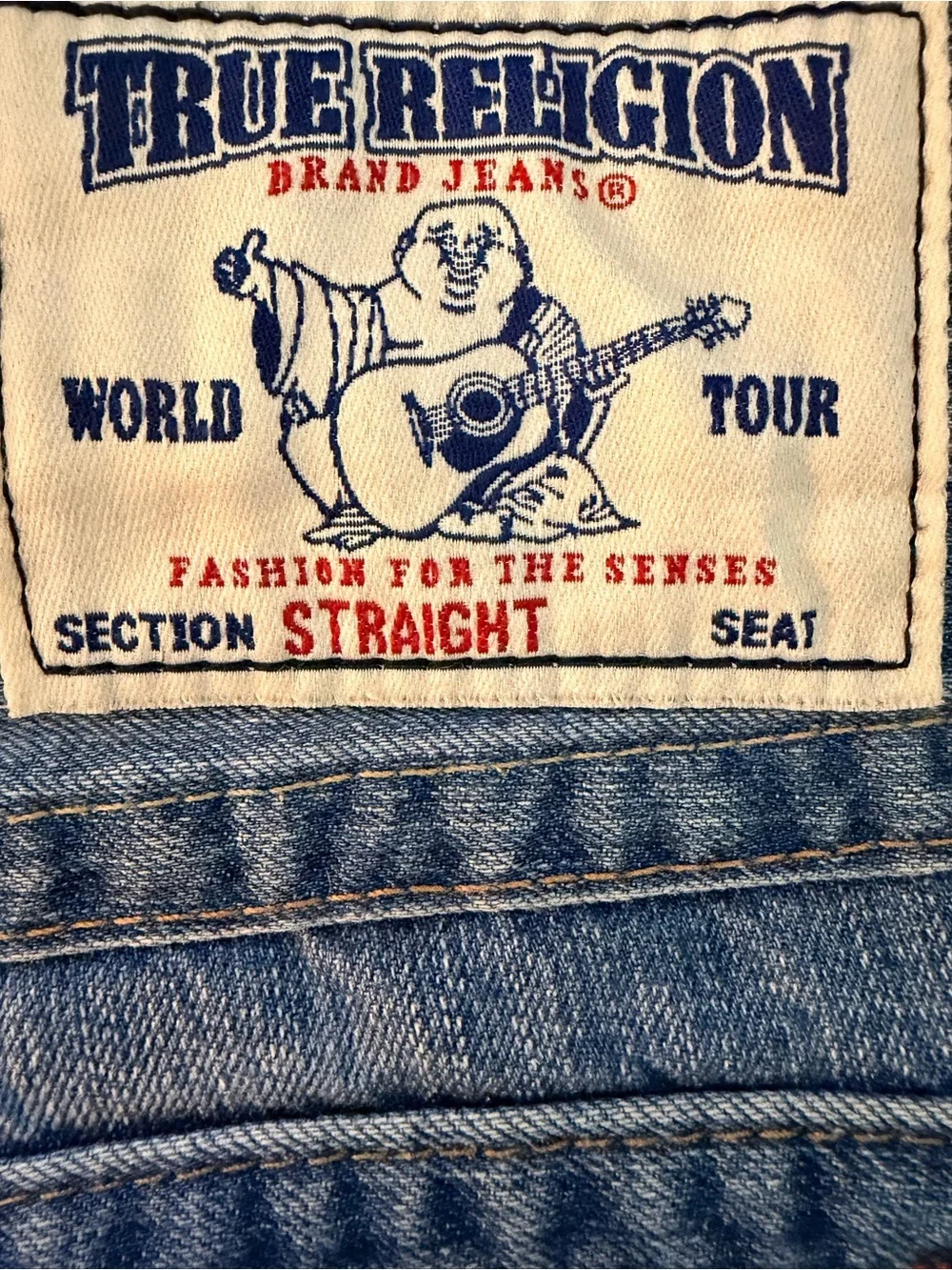 True Religion Jeans Mens Blue Dark Wash Rainbow Billy Straight Leg